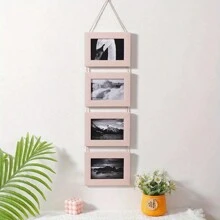 1pc, Wall Hanging Picture Frame For 4 Photos, Rustic Photo Frame For Wall Decor, Art Home Decor, For Birthday Party Decor, Party Gift Gifts Graduation