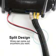 1m - 6mm Inch Cord Protector Wire Loom Tubing Cable Sleeve Split Sleeving For USB Power, Audio Video Cable - Protect Cat From Chewing - Black - View 8