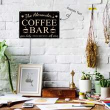 Cartel personalizado de barra de café Putuo Decor, nombre personalizado, letrero decorativo de pared para el bar del hogar, cafetería, pub, letrero de metal de 12x8 pulgadas - Multicolor - Ver 2
