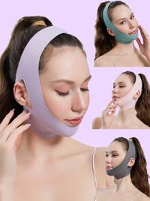 1pc Women V-Shaped Face Bandage, Breathable & Skin-Friendly, Soothes Facial Muscles, Yoga Assistance Elastic Band, Sleep Anti-Snoring Jaw-Tightening Band