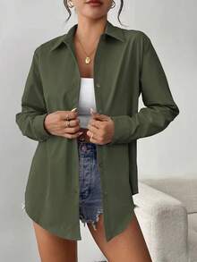 Bluză versatilă la modă pentru femei de culoare uni pentru primăvară/toamnă