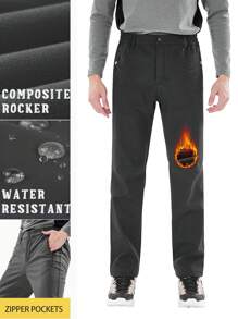 TECTOP Men's Slim Fit Cargo Snow Pants For Hiking, Windbreaker, Outdoor Trousers With Zip Pockets, Random Logo Shipped