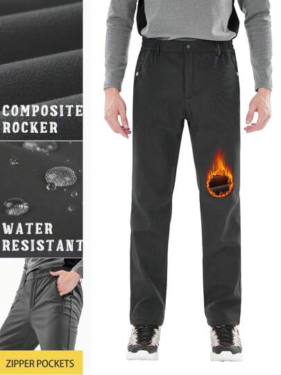 TECTOP Men's Slim Fit Cargo Snow Pants For Hiking, Windbreaker, Outdoor Trousers With Zip Pockets, Random Logo Shipped