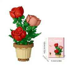 317pcs DIY Floral Building Blocks Set, Includes Rose Bouquet, Sunflower, Lavender And Cute Flower Pots