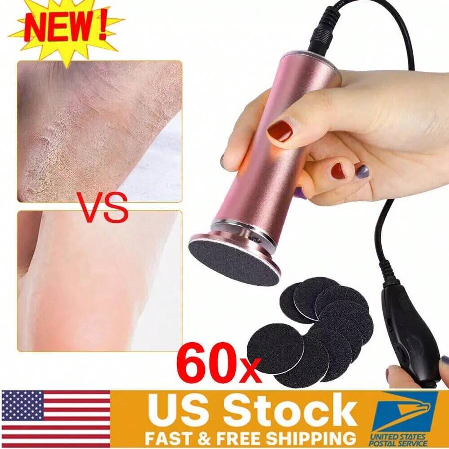 Lima eléctrica para pies, removedor de callos, Dermave Feet, velocidad ajustable, 60 discos de arena - Tipo de Enchufe A USA (110-127V) - Ver 1