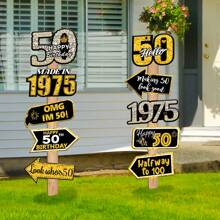 50th Birthday Decorations Black Gold 1975 Party Sign Party Decorations 50th Birthday Party Decorations Signs Colorful Dance Party Signs Retro Photo Props For Men Women Outdoor Indoor Home Party Supplies