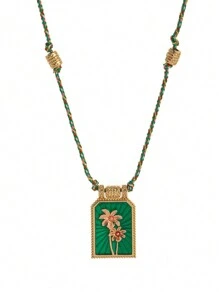 1 pièce Collier pendentif bohème chic avec charme en forme de cœur, corde colorée tressée à la main, parfait pour une tenue décontractée, les voyages, les sorties à la plage, cadeau de la Saint-Valentin, maman, mère, fête des mères