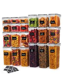 3/6/10/12/15/18/24 stuks luchtdichte voedselcontainers met deksels, keukenopslagcontainers voor pasta, droog voedsel, bloem en suiker, plastic bussen voor voorraadkastorganisatie en opslag met etiketten en stift, keukenbenodigdheden voor thuis