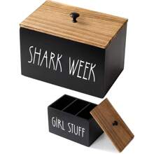 Hộp đựng băng vệ sinh bằng gỗ Rustic Farmhouse có nắp - Hộp đựng đồ dùng phòng tắm đa năng đựng các sản phẩm dành cho phụ nữ, phụ kiện trang trí nhà cửa, hộp đựng băng vệ sinh cho phòng tắm Tủ đựng đồ phòng tắm nhỏ - Nhiều màu - Xem 9