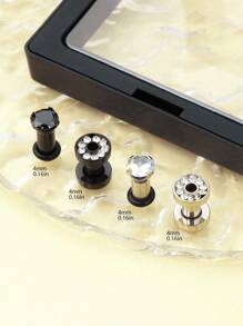 8 pièces/4 paires d'écarteurs d'oreilles en acier inoxydable et zircone double évasé de 4 mm à 14 mm. Bijoux de perçage du corps hypoallergénique pour les peaux sensibles. Boucles d'oreilles, bijoux d'oreilles pour femmes, été, plage, mariage