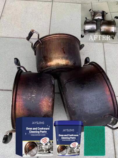 JAYSUING Rengöringspasta i rostfritt stål, för rengöring av köksredskap, krukabotten, fläckar, rost, polering, avkalkning, slumpmässig ny/gammal stil