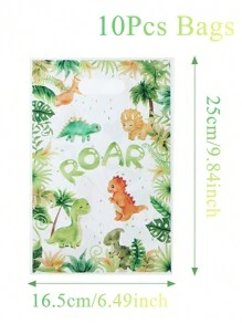 10/25/50个装恐龙礼品袋，恐龙主题生日派对装饰，多用途礼品包装袋，派对回礼袋，婴儿派对礼品袋，厨房包装袋，生日装饰，糖果袋，小礼品袋 - 恐龍 - 查看 8