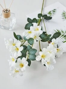 1 pieza/3 piezas Flores de Sakura artificiales, ramas de flores de margarita de seda con tallo de 27.6 pulgadas de largo, adecuadas para decoración de hogar, boda, fiesta y arreglos florales de mesa - Blanco - Ver 6