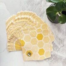 20pcs Bee Themed Party Printed Paper Napkins, Decorative Handkerchief