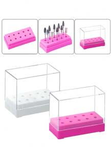 7/10/48/100 Holes Nail Drill Bit Storage Box, White & Rose Red Empty Box, Nail Drill Display Rack, Nail Art Accessories & Tools