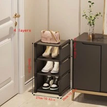 1pc Household Shoe Storage Rack, Multi-Layer Doorstep Shoe Storage Rack, Shoe Cabinet, Easy To Install, Household Items Cloth Shoe Storage,Cozy Home Requirements - Black - View 4