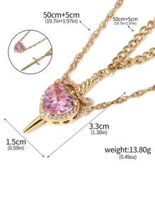 1 Set Of 2 Pieces, "Warrior For Heart And Sword Design Couple Necklace, High-Quality Zirconia Stainless Steel Waterproof And Fade-Resistant, Suitable For Couples, Valentine's Day, Christmas Gift, And Daily Wear