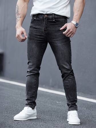 Slim-Fit Versatile Men's New Denim Jeans, All Season Fashionable Business Casual Pants, Comfortable Men's Clothing