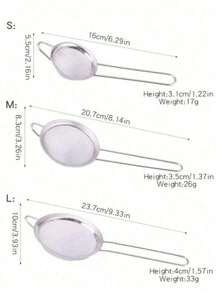 3pcs/1pc Stainless Steel Fine Mesh Tea Strainer With Handle - Japanese Style Matcha Powder Sifter