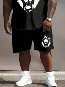 街头休闲国王与皇冠狮子印花大男士套装 - 彩色 - 查看 3