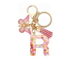 1pc Women's Boho Fashionable Pink Glittery Heart Shaped & English Letter Keychain With Tassel & Butterfly Design, Heart Shape Glitter, Crystal, Tassel And Butterfly Pendant Car Hanging Pendant Women Gift, Wallet And Handbag Accessories For Couple, Mother, Valentine's Day, Friends As Gift, Bag Pendant - Рожевий - Переглянути 22