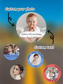 4cm 24pcs/48pcs/96pcs/240pcs/480pcs/960pcs Pieces Personalised Photo Stickers Labels, Wedding Stickers, Photo Labels, Birthday Party Stickers, Personalised, Custom, Celebration Labels, Pictures Custom Photo Sticker, Personalized Picture Sticker - Multicolor - View 3