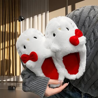 Sanrio 1pc/Sanrio Cute Kt Cat Fur Slippers Ins Cotton Slippers For Women Autumn And Winter Outdoor Wear Net Red Non-Slip Home Indoor Cotton Shoes
