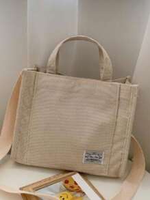 Women's Square Velvet Crossbody Bag [6004] - 米色 - 查看 1