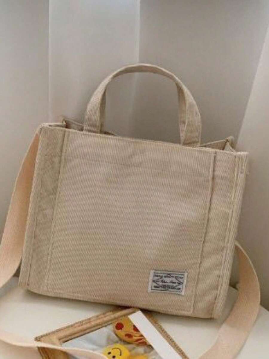 Women's Square Velvet Crossbody Bag [6004] - 米色 - 查看 1