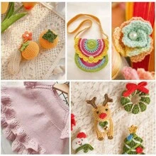 4 件，材质：60% 棉，40% 腈纶，重量：42 克/捆，加捻精梳棉纱，DIY 手工编织毛衣、钩针编织、毛绒玩具、围巾等手工艺品 - 彩色 - 查看 7