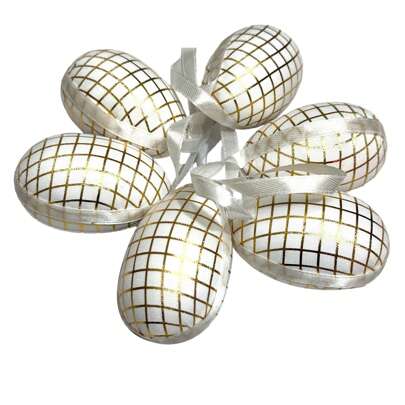 6 Pcs Easter Eggs Hanging Ornaments Plaid Foam Eggs Home Decor Holiday Party Favors