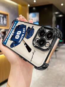1pc Thick Electroplated Black TPU Bumper Case, Customized With Player's Signature And Number, Meets Customer Demands! Compatible With Apple 11/12/13/14/15/16/Pro Max/A13/A14/A15/A53/A54/A55/S23/S23 Ultra/S24/S24 Ultra, Compatible With Galaxy, Compatible With Redmi, Compatible With OPPO, Compatible With Honor, Compatible With Infinix Smart 8, Compatible With Moto G30 - Black - View 5