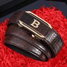 1 pieza Cinturón automático de hebilla para hombres, con textura de cocodrilo, cinturón minimalista casual para negocios, adecuado para adolescentes, casual de verano, al aire libre, deportivo, vacaciones, regalos de graduación, accesorios de cumpleaños, uso diario - Mismo estilo - Ver 9