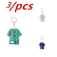 3pcs/1pc Nurse Keychain - 2D Acrylic Design With Stethoscope & Name Tag Acrylic Pendant - Perfect Gift For Nurse Appreciation Halloween School Letter Car Accessories Cute Goth Y2k