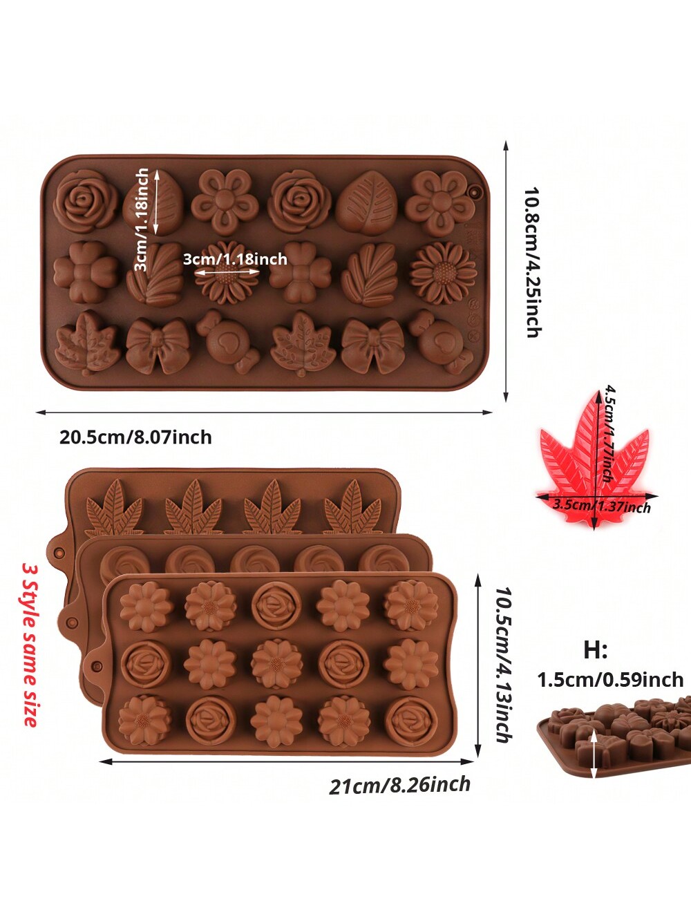 4 قطع/عبوة قوالب سيليكون على شكل زهرة، ورقة، وأورا...