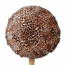 2 peças de touca de banho/sono com estampa de leopardo e veludo com forro de cetim de veludo macio de camada dupla, outono/inverno