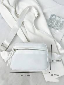Tas Pinggang Minimalis Serbaguna dari Kain Nilon Warna Polos, Tas Dada Selempang Olahraga Lari, Tas Dada Mini Wanita Multifungsi dan Modis, Dompet Ponsel dan Koin, Aksesori dengan Resleting, Serbaguna untuk Perjalanan - Putih - View 5