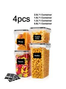 4/6/10/15/24/30/36/42pcs Food Storage Container With Lid, Transparent Food Can, Moisture-Proof Sealed Fresh-Keeping Box, Suitable For Grains, Rice, Pasta, Tea, Nuts And Coffee Beans, Plastic Food Storage Can, Household Kitchen Supplies - 黑與白 - 查看 17