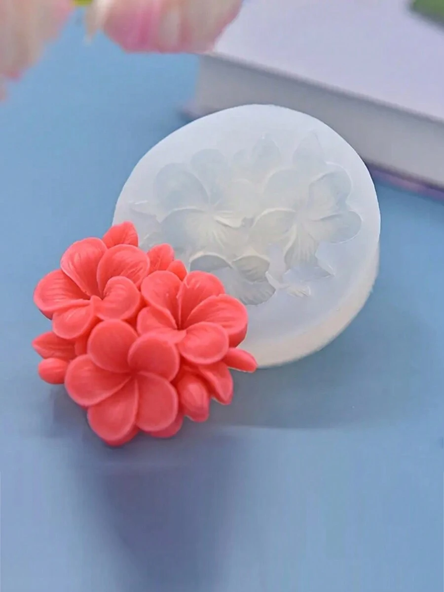 1 pieza Molde de silicona de 3 flores, molde decorativo floral - Blanco - Ver 1