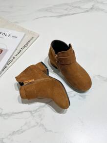 Stivaletti corti alla moda per ragazze con zip laterale, semplici e stilosi, adatti per bambini, bambine, principesse, per tutte le stagioni
