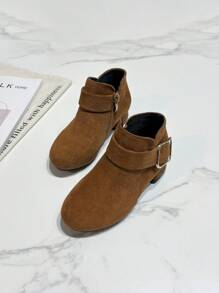 Stivaletti corti alla moda per ragazze con zip laterale, semplici e stilosi, adatti per bambini, bambine, principesse, per tutte le stagioni
