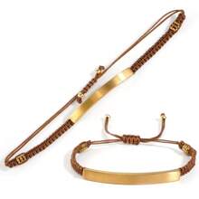 1 pièce Bracelet corde tressée fait main personnalisé, bracelet en pierre gravé personnalisé, convient pour le port quotidien, l'anniversaire de couple, la Saint-Valentin, l'anniversaire, les festivals, cadeau de couple de la Saint-Valentin, argent, stylé, coloré, vintage, simple, unisexe, décontracté, mignon, personnalisé, unique, idéal pour lui, idéal pour elle, elle, petit ami, petite amie, papa, maman, famille, amis, pour les anniversaires, pour les anniversaires, pour la remise des diplômes, pour le bal de promo, pour la fête, cadeaux pour la fête des mères