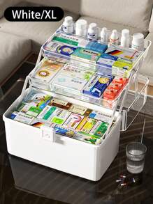 1件大容量家庭医药柜 三层隔间医药柜 家用便携式急救箱 防潮防尘 圆形便携手柄 适用于药盒药瓶等 适用于卧室客厅宿舍 - 彩色 - 查看 13