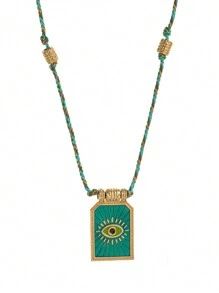 1 pièce Collier pendentif bohème chic avec charme en forme de cœur, corde colorée tressée à la main, parfait pour une tenue décontractée, les voyages, les sorties à la plage, cadeau de la Saint-Valentin, maman, mère, fête des mères
