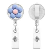 3D 5-Petal Flower Nurse Badge Reel, Retractable Badge Reel ID Holder, Suitable As Gift For Nurses, Doctors, Medical Staff, Hospital Office Workers