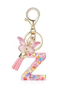 1pc Monograma Letra Inicial Chaveiro Bonito Borboleta Chaveiro Anel Para Carteira Bolsa Fone De Ouvido Estojo Presente Chaveiro Acessórios Pequenos Presentes Y2K