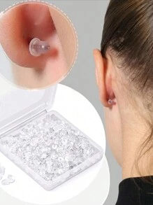 100-1200 pièces de supports d'oreille en silicone - Bouchons d'oreille clairs à faible teneur en allergènes, avec boîte de rangement, convient pour la fabrication de bijoux DIY, pinces de sécurité pour oreilles, idéal pour les matériaux d'artisanat d'Halloween et de Noël
