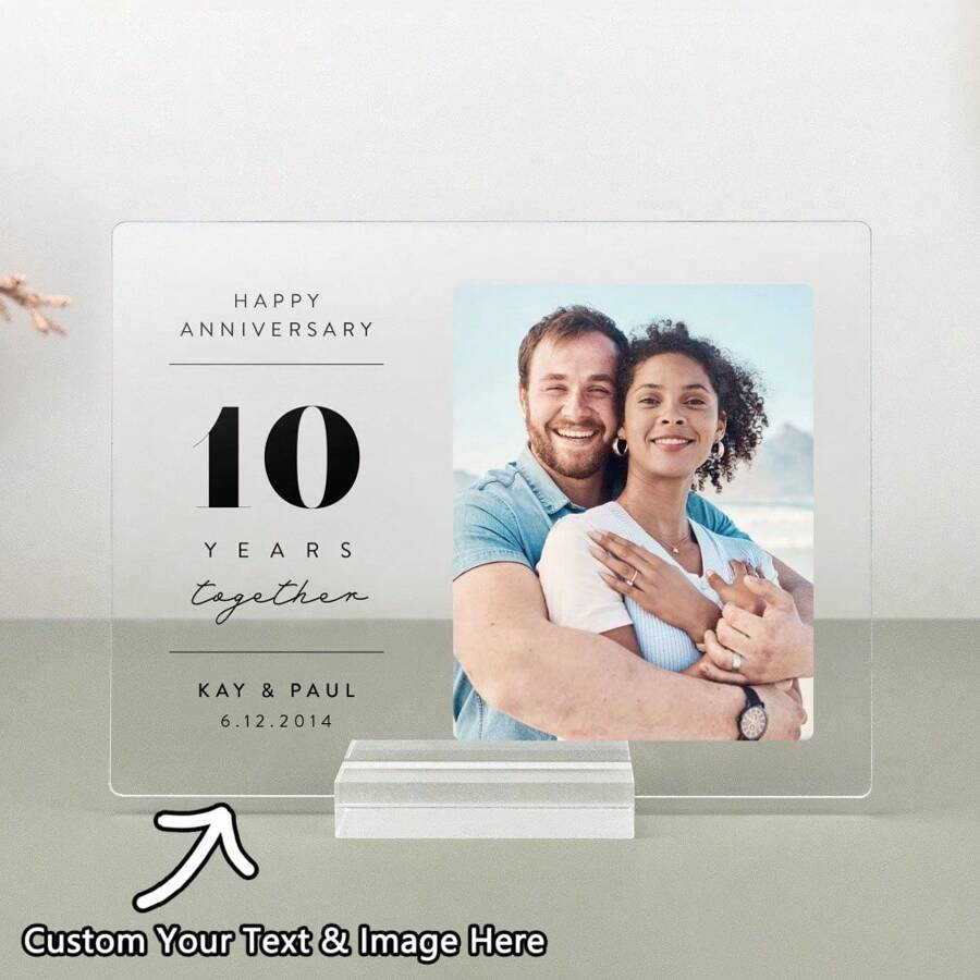 定制亚克力个性化周年纪念牌匾，情侣周年纪念礼物，送给他、丈夫、妻子、未婚夫、男朋友的周年纪念礼物 - 彩色 - 查看 1