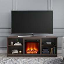 Mainstays Fireplace TV Stand For TVs Up To 65", Black Oak