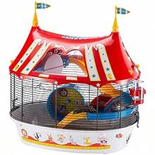 CIRCUS FUN Themed Hamster Cage Three-Level Design For Interactive Window Includes Exercise Wheel Easy Clean 49.5x34x42.5 Cm - CIRCUSFUN - View 1